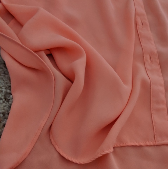 Mossimo high-low button up orange blouse size small - Picture 3 of 5